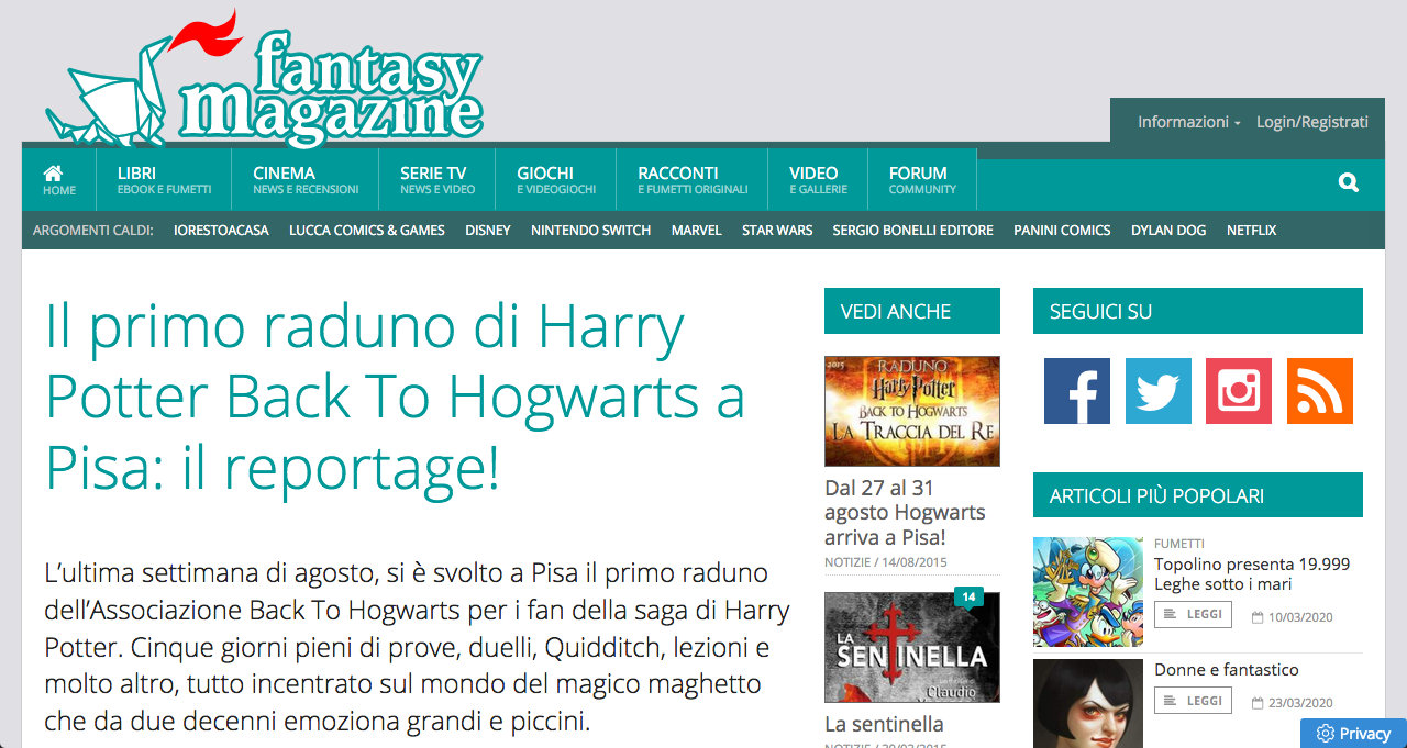 Il primo raduno di Harry Potter Back to Hogwarts - Il reportage